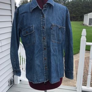 BILL BLASS DENIUM PETITE LARGE 100% COTTON DENIUM SHIRT